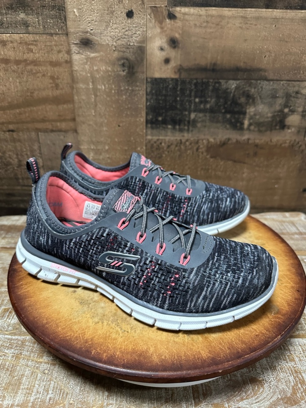 Skechers Flex Appeal Gray Pink Athletic Sneakers Women’s Size 6.5 Walking Shoes